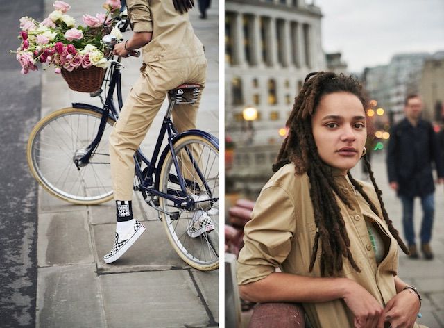 Street fashion, Bicycle, Fashion, Beauty, Pink, Vehicle, Cycling, Bicycle part, Outerwear, Human, 