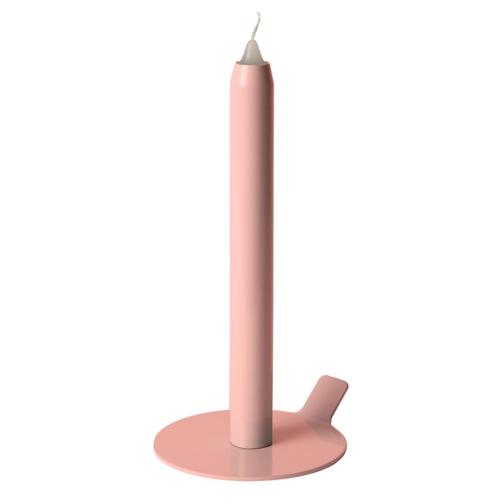 Candle, Lighting, Pink, Candle holder, Cylinder, Metal, 