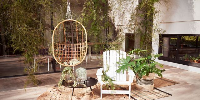 Backyard, Botany, Yard, Tree, Chair, Home, House, Interior design, Plant, Swing, 