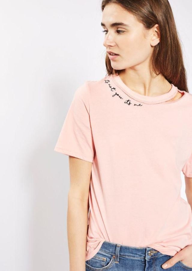 Clothing, White, Shoulder, Neck, T-shirt, Sleeve, Pink, Peach, Joint, Skin, 