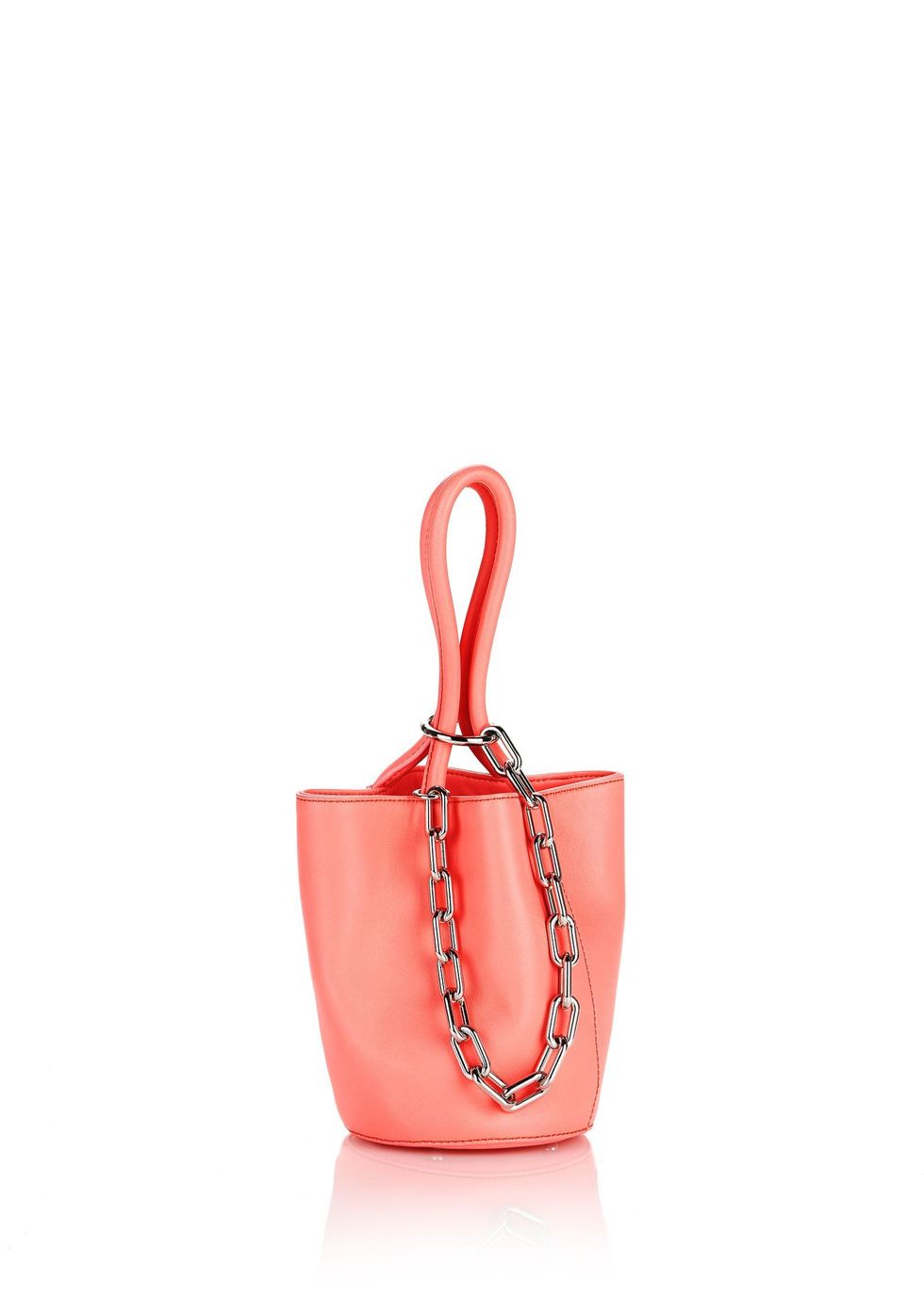 Bag, Handbag, Pink, Red, Fashion accessory, Orange, Leather, Chain, Peach, Beige, 