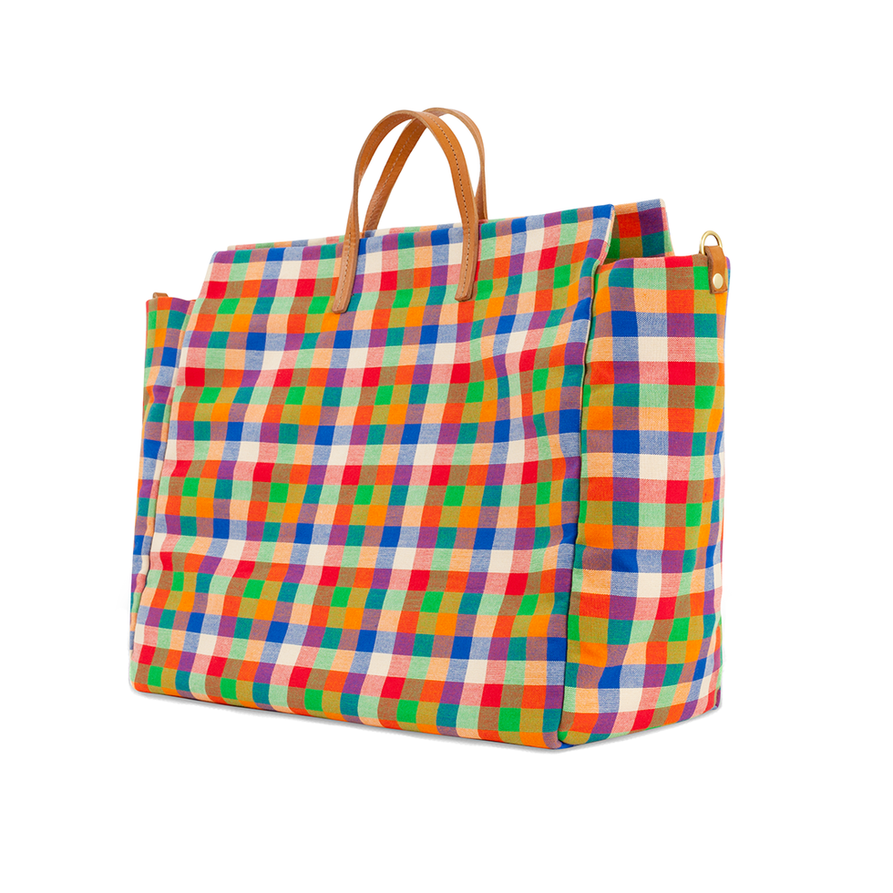 Bag, Handbag, Plaid, Pattern, Tartan, Tote bag, Product, Yellow, Turquoise, Design, 
