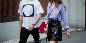 White, Street fashion, Photograph, Eyewear, People, T-shirt, Clothing, Fashion, Shoulder, Snapshot, 