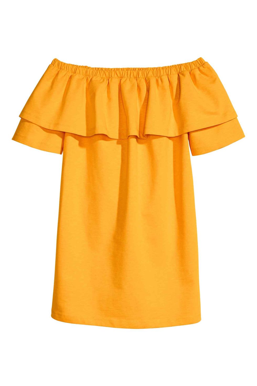 Clothing, Yellow, Orange, Sleeve, Blouse, Textile, Dress, Day dress, Neck, A-line, 