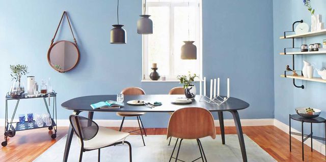 Room, Product, Interior design, Table, Floor, Furniture, Wall, Glass, Lamp, Teal, 
