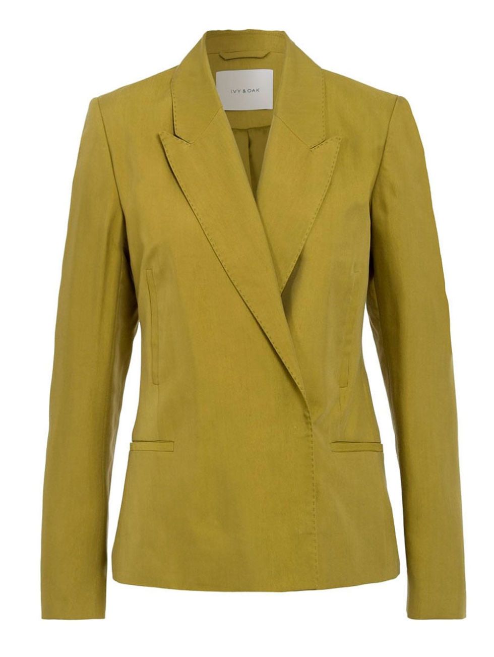 Clothing, Outerwear, Jacket, Blazer, Yellow, Sleeve, Suit, Top, Button, Beige, 
