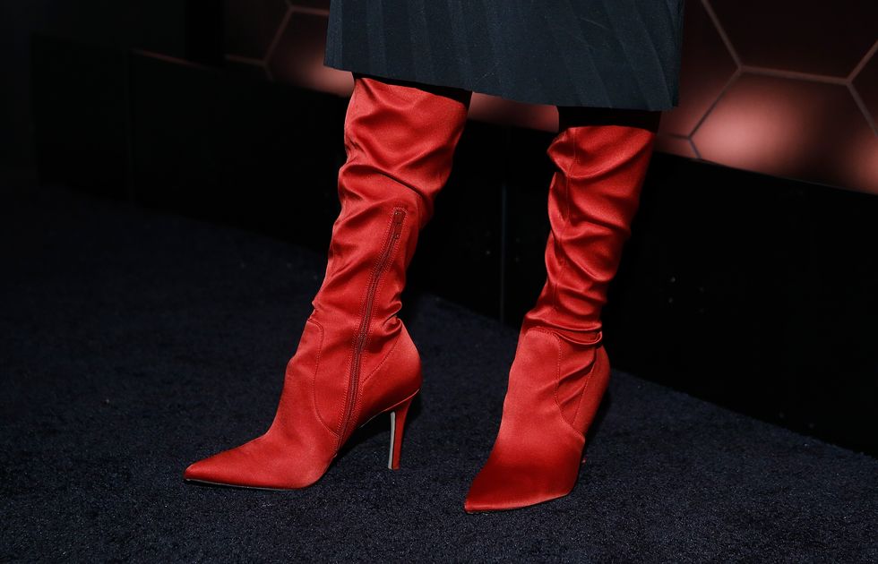 Footwear, Red, Human leg, Knee-high boot, Boot, Shoe, Joint, Leg, High heels, Fashion, 