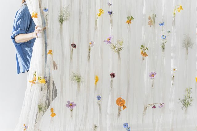 Draped flower curtain