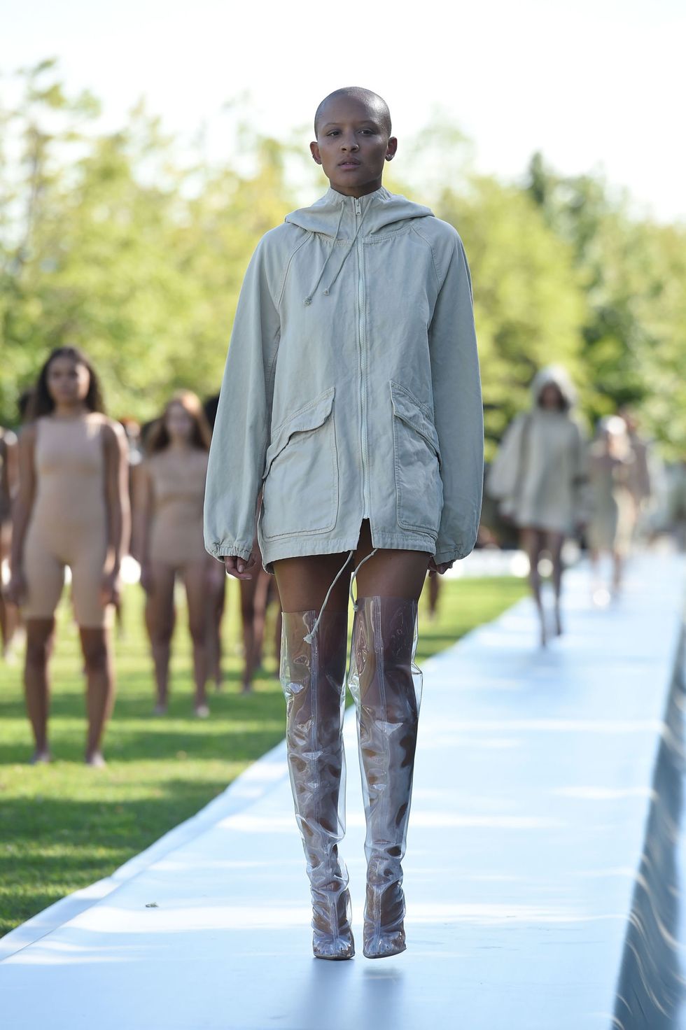 NEW YORK, NY - SEPTEMBER 07:  A model walks the runway at the Kanye West Yeezy Season 4 fashion show on September 7, 2016 in New York City.  (Photo by Dimitrios Kambouris/Getty Images for Yeezy Season 4)