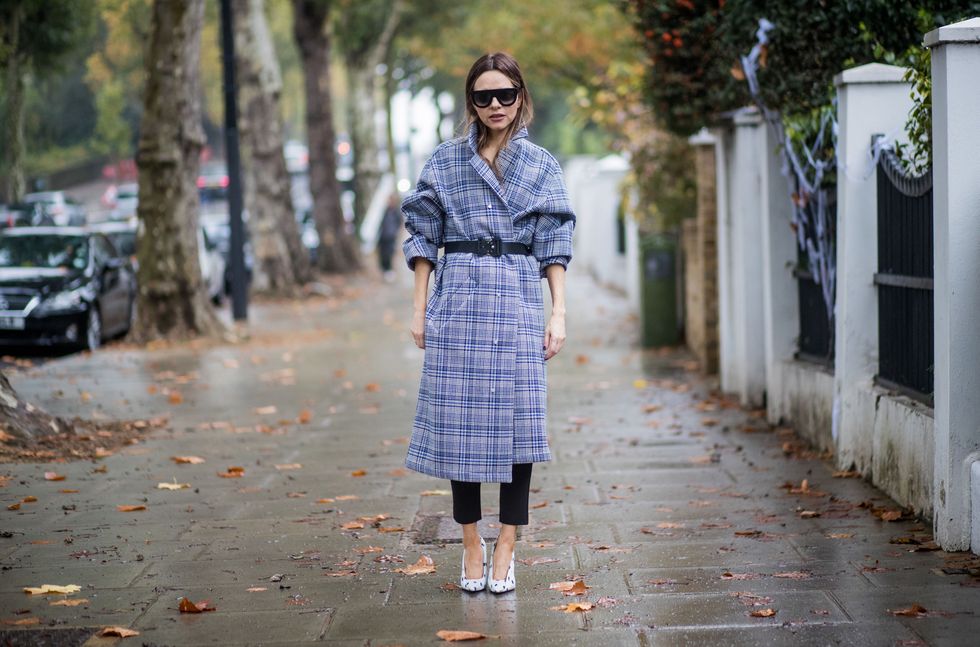 Clothing, Street fashion, Plaid, Tartan, Fashion, Footwear, Coat, Pattern, Outerwear, Denim, 