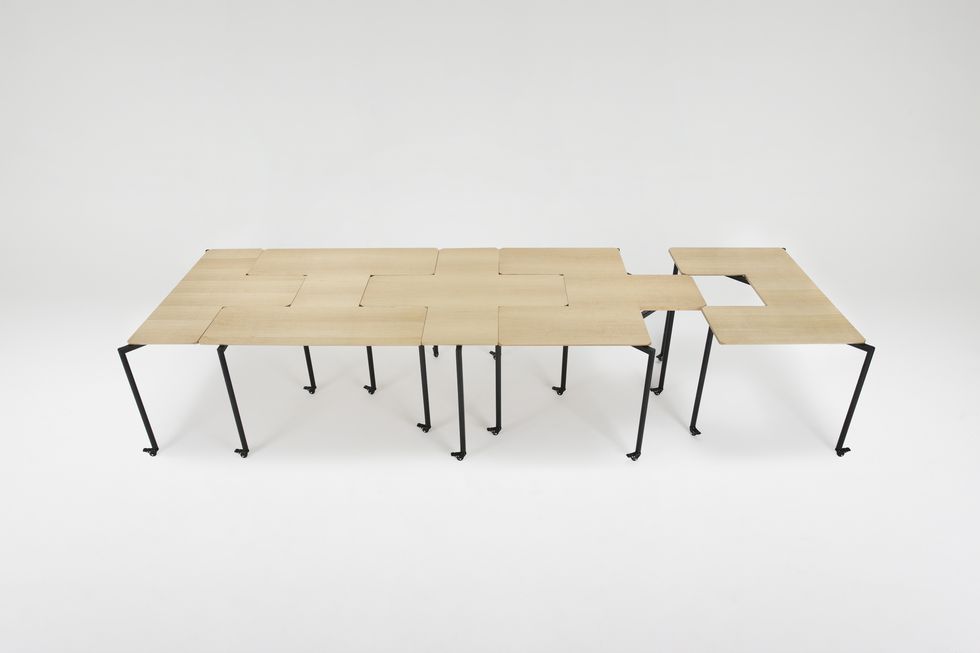Furniture, Table, Outdoor table, Desk, Rectangle, Coffee table, Plywood, Wood, Beige, 