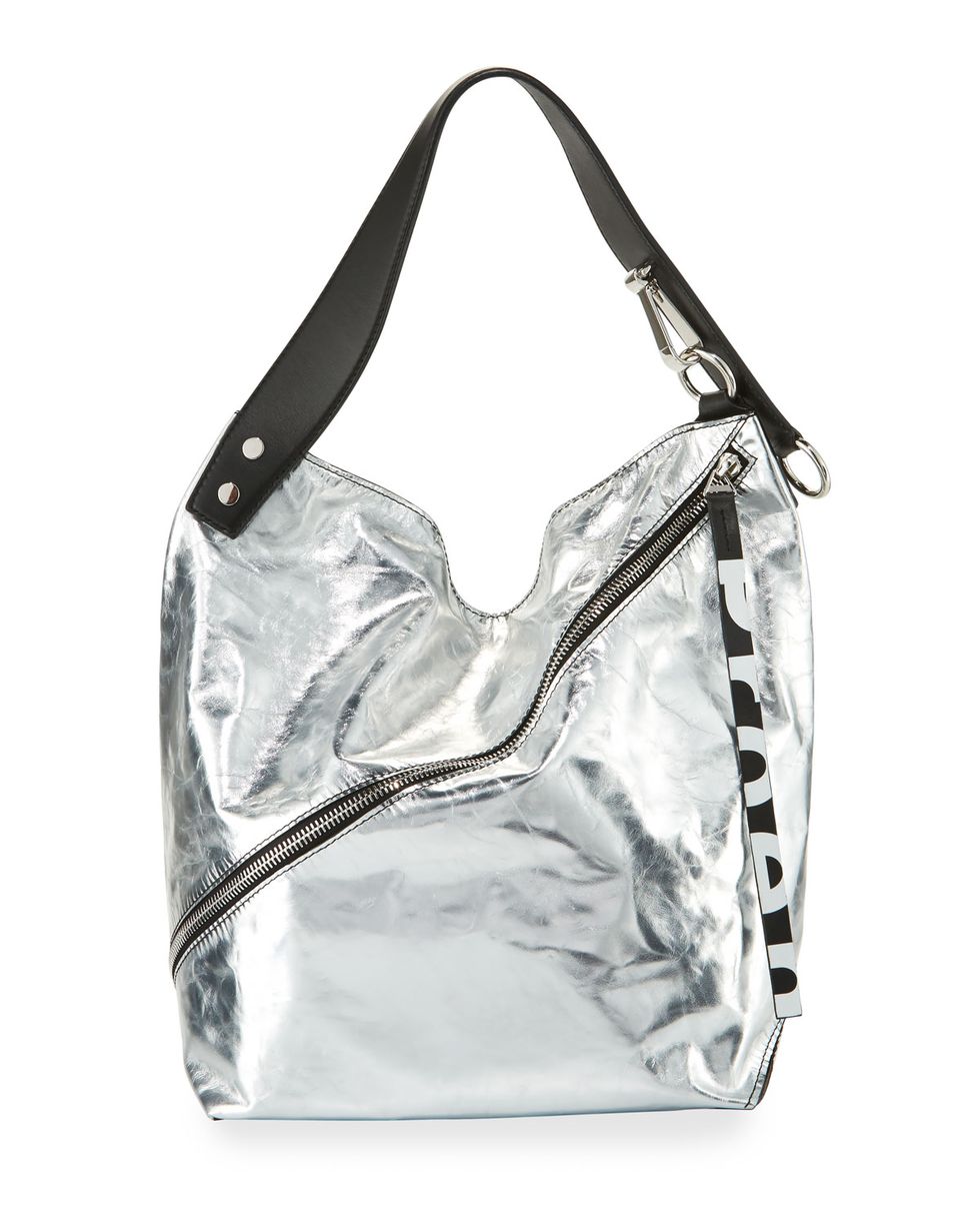 Handbag, Bag, White, Shoulder bag, Hobo bag, Fashion accessory, Silver, Material property, Black-and-white, Luggage and bags, 