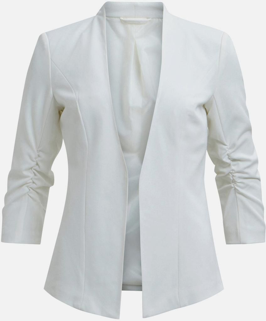 Clothing, White, Outerwear, Blazer, Jacket, Sleeve, Formal wear, Collar, Button, Top, 