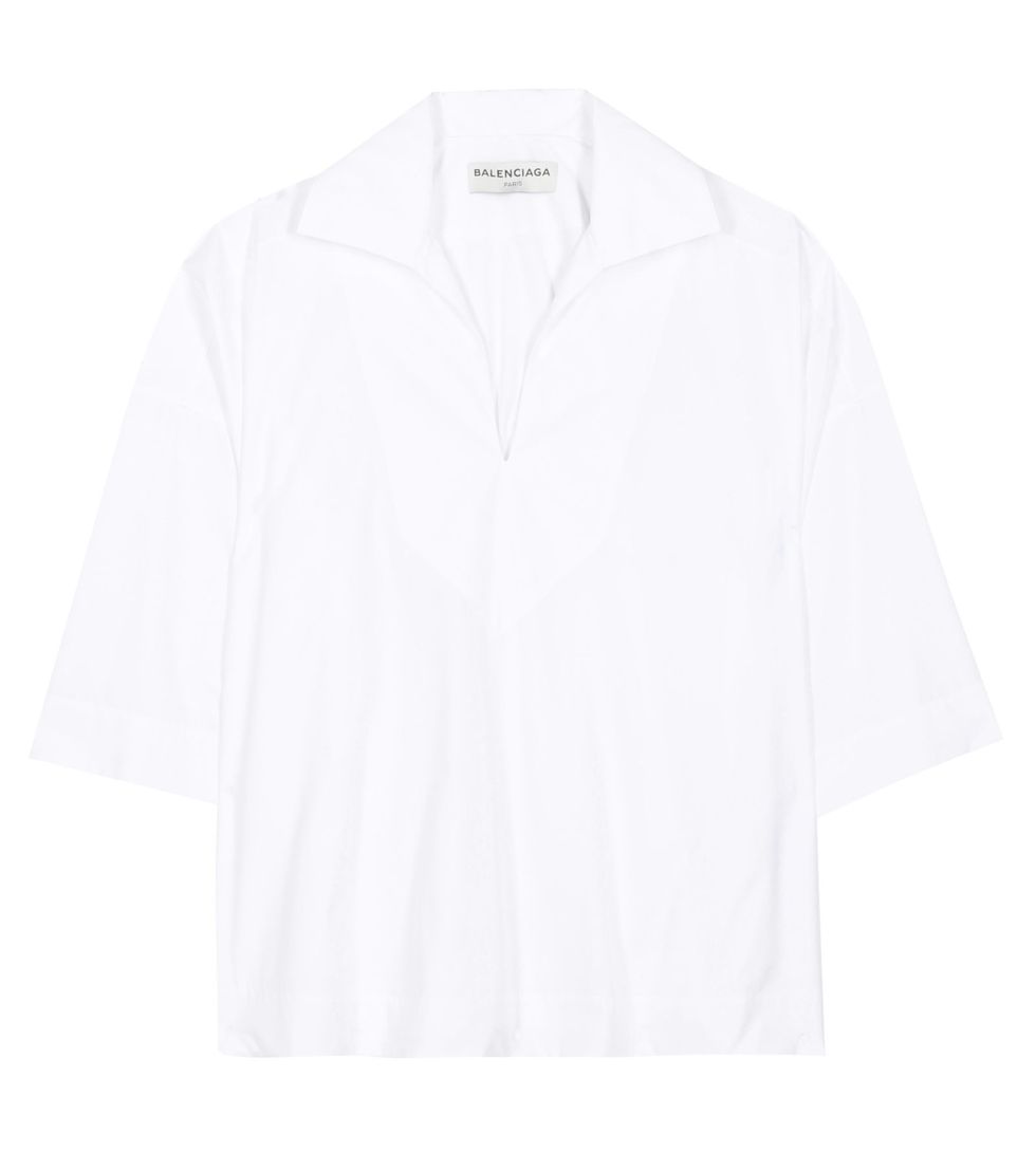 White, Clothing, Sleeve, Collar, T-shirt, Shirt, Outerwear, Button, Blouse, Top, 