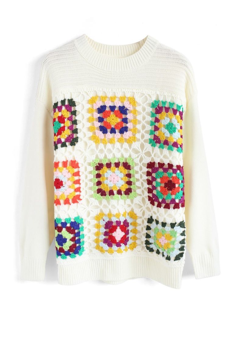 Clothing, White, Product, Sweater, Outerwear, Yellow, Sleeve, Pattern, Pattern, Top, 