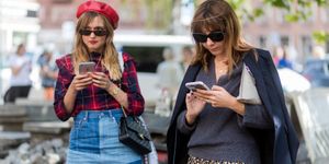 Plaid, Street fashion, Clothing, Tartan, Eyewear, Sunglasses, Jeans, Fashion, Lip, Smartphone, 