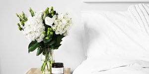 White, Flower, Bouquet, Cut flowers, Plant, Room, Vase, Centrepiece, Still life photography, Black-and-white, 
