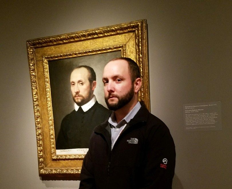 Picture frame, Portrait, Art, Painting, Art gallery, Facial hair, Tourist attraction, Collection, 