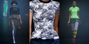 Clothing, T-shirt, Sleeve, Fashion, Camouflage, Neck, Muscle, Footwear, Design, Top, 