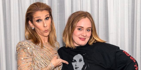 Adele droeg een Celine Dion-trui toen ze Celine Dion ging ontmoeten