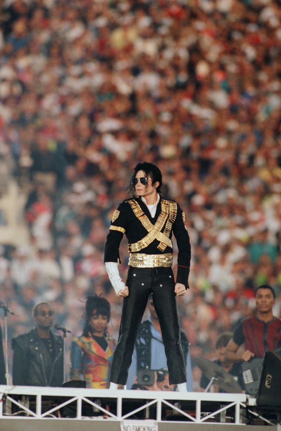 Michael Jackson tijdens de Super Bowl halftime show in 1993