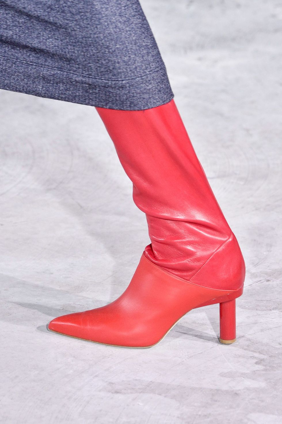 Footwear, Red, Boot, Shoe, High heels, Fashion, Knee-high boot, Leg, Leather, Haute couture, 