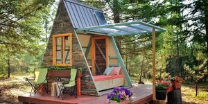 Building, Backyard, Roof, Cottage, House, Shed, Furniture, Room, Home, Outdoor structure, 