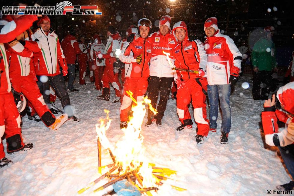 Winter, Red, Snow, Freezing, Carmine, Fire, Geological phenomenon, Team, Holiday, Playing in the snow, 