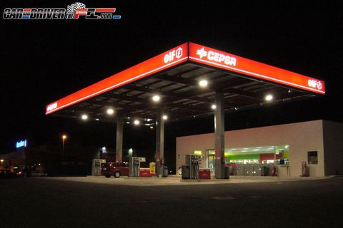 Filling station, Night, Gas pump, Gasoline, Fuel, Midnight, Gas, Rectangle, Neon, Signage, 