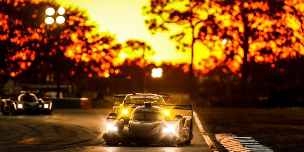 Sky, Vehicle, Car, Automotive design, Light, Yellow, Lighting, Night, Asphalt, Tree, 