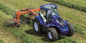 Land vehicle, Vehicle, Tractor, Motor vehicle, Agricultural machinery, Grass, Car, Grassland, Field, Off-roading, 