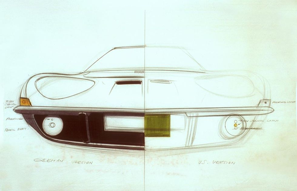 Vehicle, Car, Automotive design, Drawing, Sketch, Sports car, Classic car, Coupé, Opel gt, Concept car, 