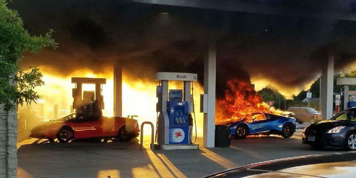 Este Lamborghini Huracán en llamas demuestra por qué debes tener cuidado en  las gasolineras