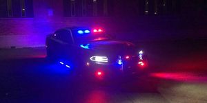 Police car, Light, Car, Vehicle, Automotive lighting, Police, Blue, Lighting, Violet, Law enforcement, 