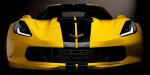 Land vehicle, Vehicle, Car, Sports car, Supercar, Automotive design, Yellow, Performance car, Corvette stingray, Auto show, 