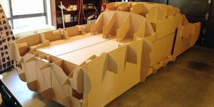 Yellow, Wood, Property, Architecture, Tan, Beige, Composite material, Material property, Cardboard, Plywood, 