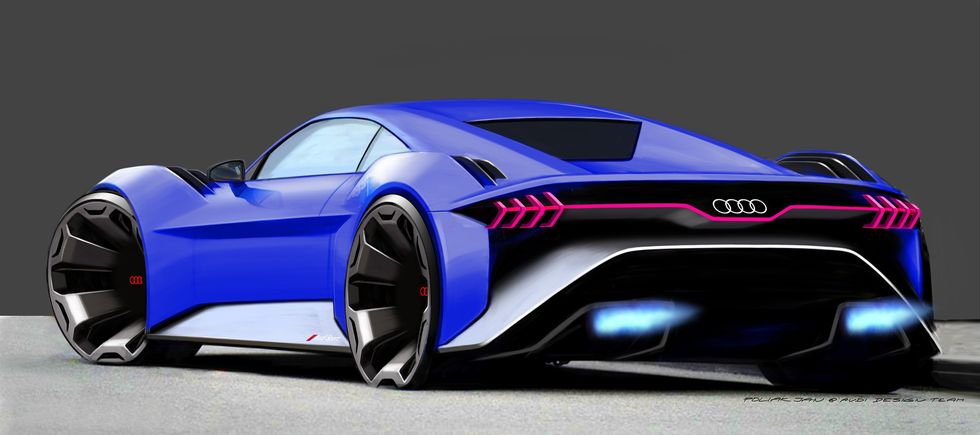 Land vehicle, Vehicle, Car, Sports car, Automotive design, Blue, Supercar, Concept car, Electric blue, Coupé, 