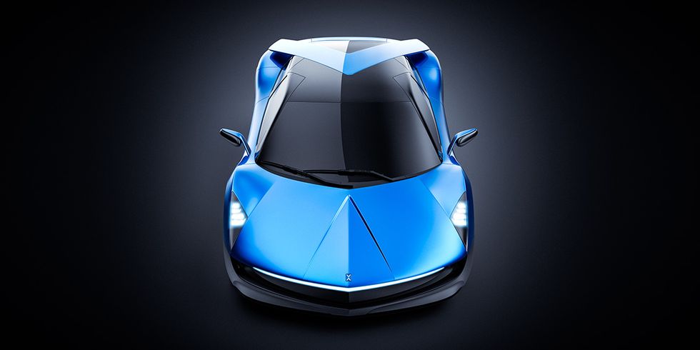 Automotive design, Blue, Automotive exterior, Glass, Hood, Electric blue, Azure, Luxury vehicle, Windshield, Cobalt blue, 