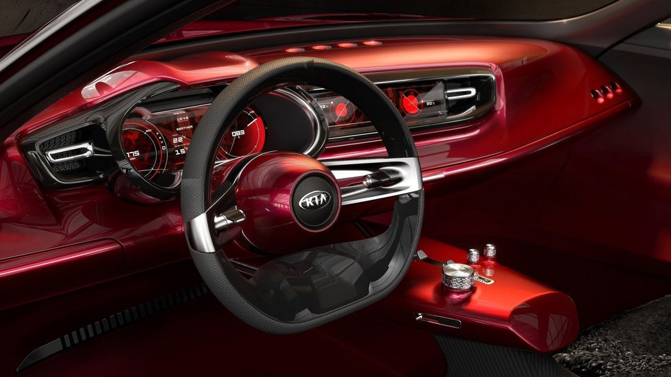 Land vehicle, Vehicle, Car, Steering wheel, Center console, Concept car, Auto show, Steering part, Family car, Executive car, 