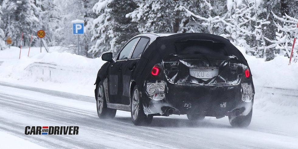 Land vehicle, Vehicle, Car, Mid-size car, Snow, Winter storm, Family car, Winter, Sports sedan, Sedan, 