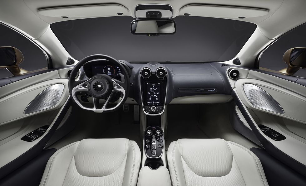 Car, Vehicle, White, Center console, Gear shift, Luxury vehicle, Design, Vehicle door, Steering wheel, Automotive design, 