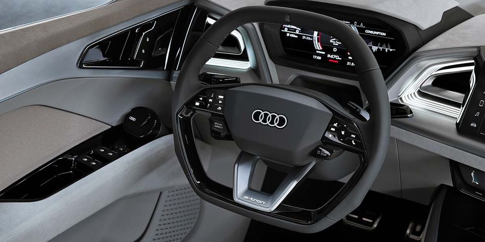 Land vehicle, Vehicle, Car, Steering wheel, Motor vehicle, Steering part, Automotive design, Audi, Family car, Personal luxury car, 