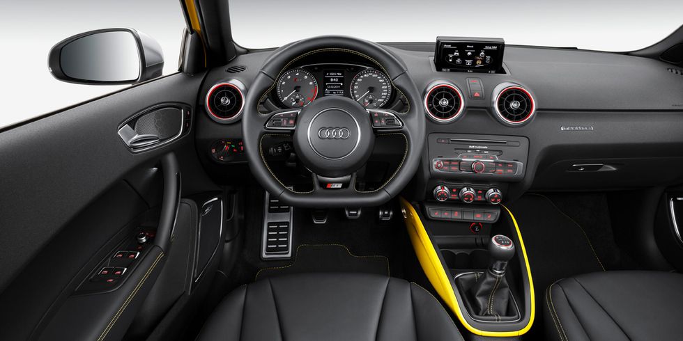 Motor vehicle, Mode of transport, Automotive design, Steering part, Product, Yellow, Transport, Vehicle, Steering wheel, Red, 
