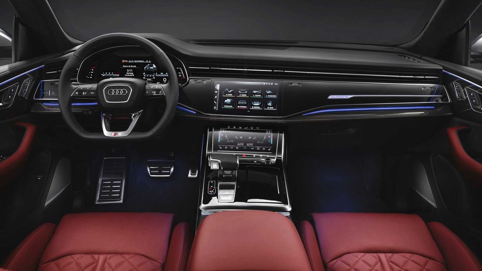 Vehicle, Luxury vehicle, Car, Center console, Gear shift, Steering wheel, Automotive design, Audi, Technology, Mid-size car, 