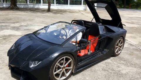 La réplica más bizarra del Lamborghini Aventador Roadster te saluda