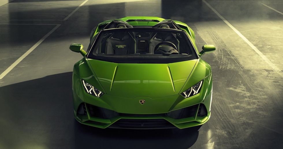 Land vehicle, Vehicle, Car, Supercar, Sports car, Automotive design, Green, Lamborghini, Performance car, Yellow, 