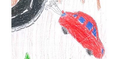 Artwork, Painting, Toy, Illustration, Paint, Race car, Drawing, Hood, Sketch, Child art, 