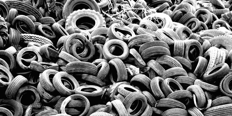 Tire, Automotive tire, Auto part, Synthetic rubber, Iron, Metal, Monochrome, Black-and-white, Automotive wheel system, Scrap, 