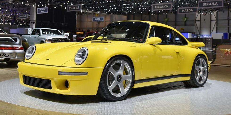 Land vehicle, Vehicle, Car, Yellow, Supercar, Coupé, Sports car, Ruf ctr2, Automotive design, Rim, 