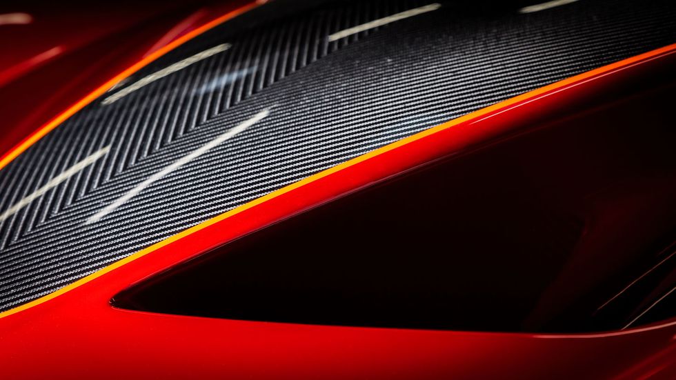 Orange, Automotive design, Red, Yellow, Automotive lighting, Vehicle, Car, Hood, Carbon, Vehicle door, 